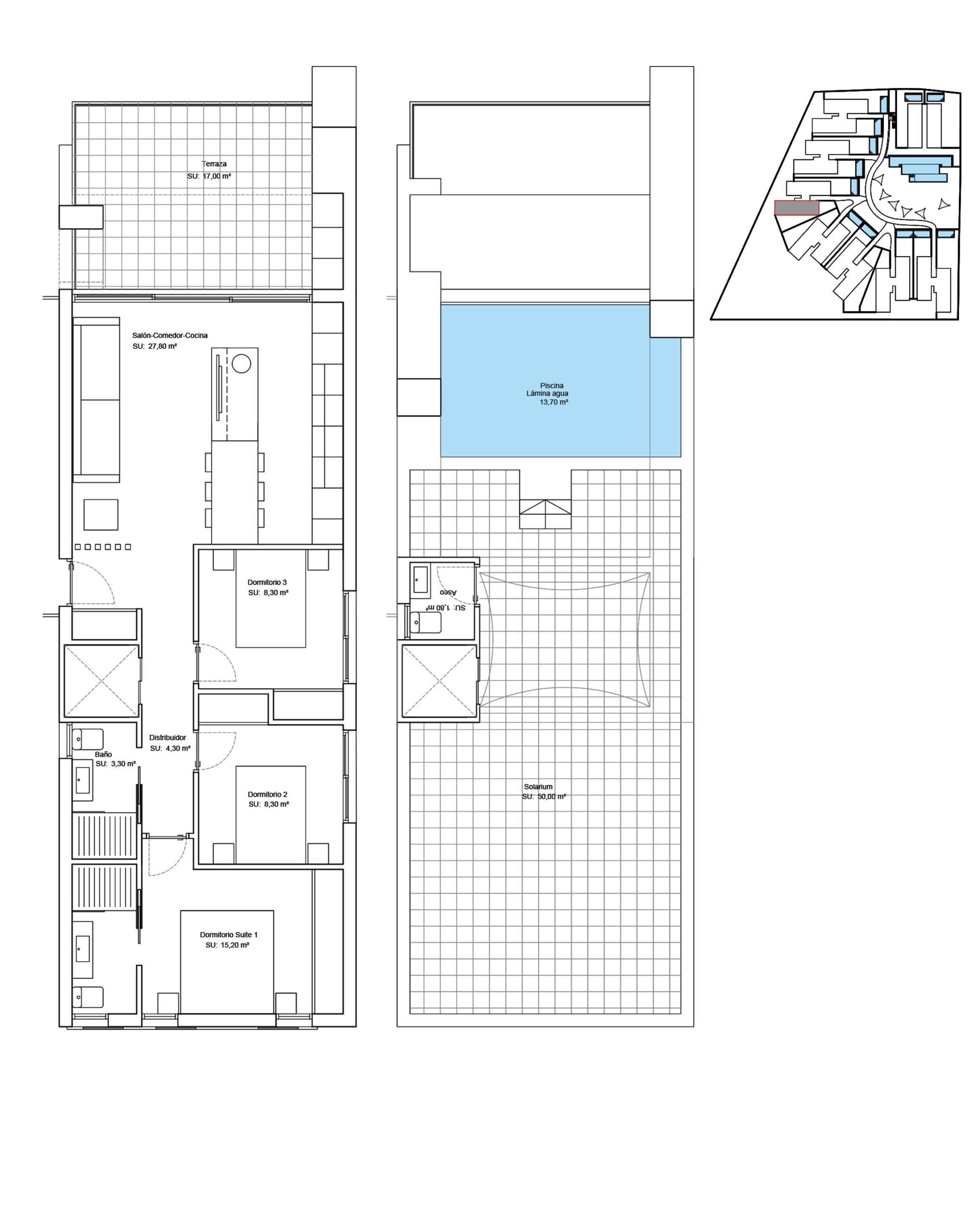 Plan 1er étage + piscine